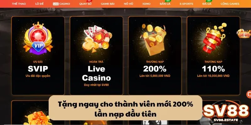 Tặng ngay cho thành viên mới 200% lần nạp đầu tiên