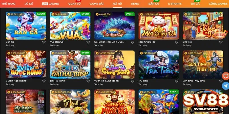 Slot game SV88 với nhiều tính năng thú vị